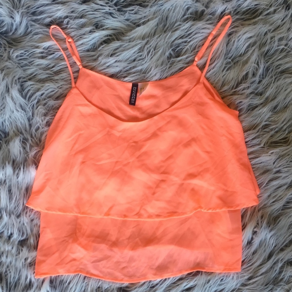 Neon Coral Flowy Crop Top